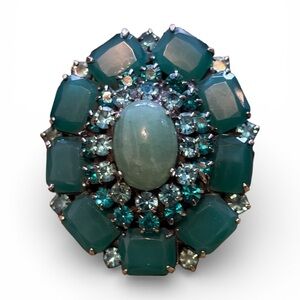 Very Rare D Pollak Green Gemstone Pin Brooch